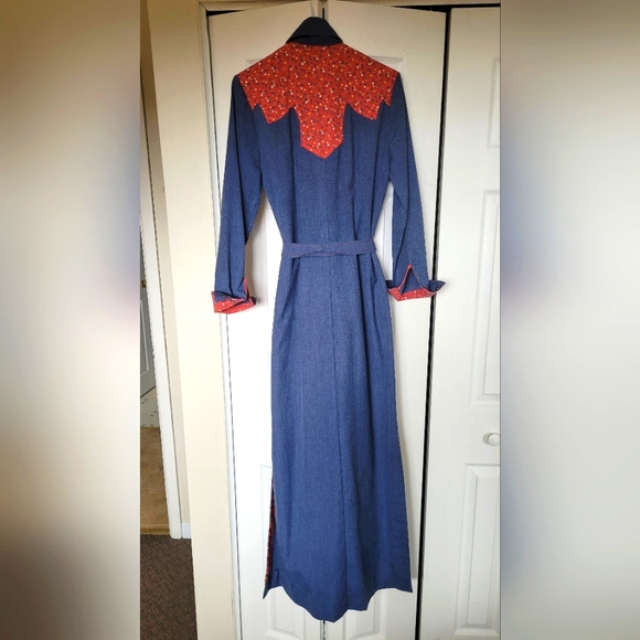 Vintage Denim Country Western Maxi Dress - Picture 3 of 4